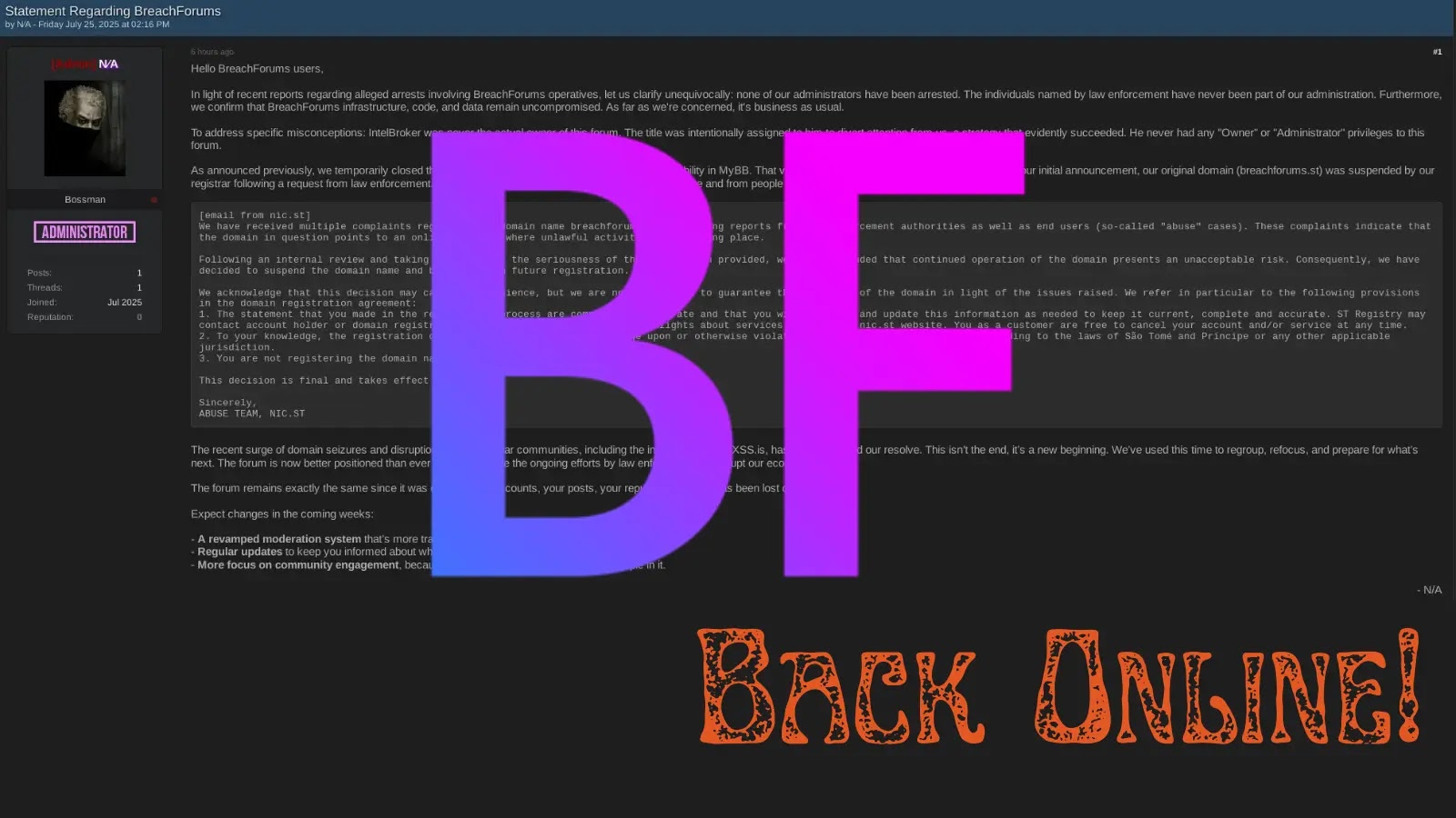 BreachForums Back Online