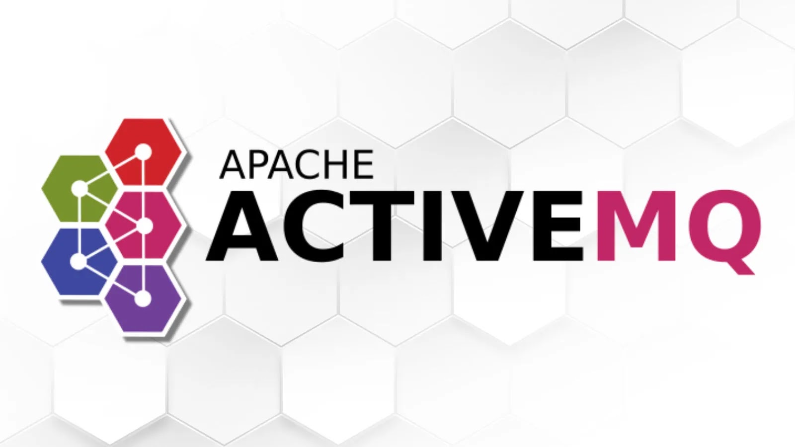 Critical Apache Acti…_imresizer Apache ActiveMQ logo with hexagonal patterns in green, red, and purple connected by white lines, and the words APACHE ACTIVEMQ on a white hexagon background.