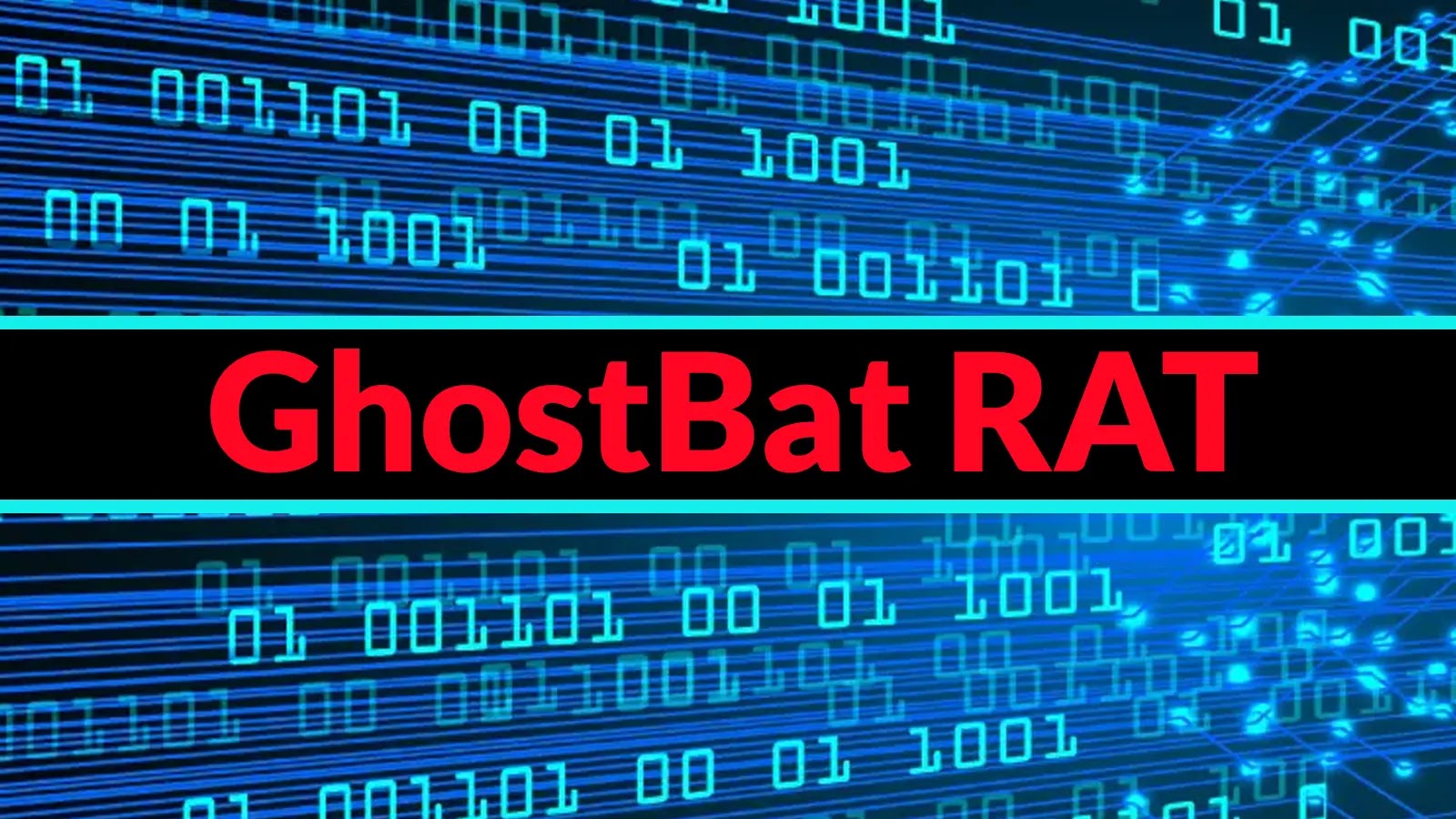 GhostBat RAT Android Malware With Fake RTO Apps Steals Targeting Indian Users to Steal Banking Data The words GhostBat RAT in bold red letters over a black bar, set against a blue digital background with binary code consisting of 0s and 1s.
