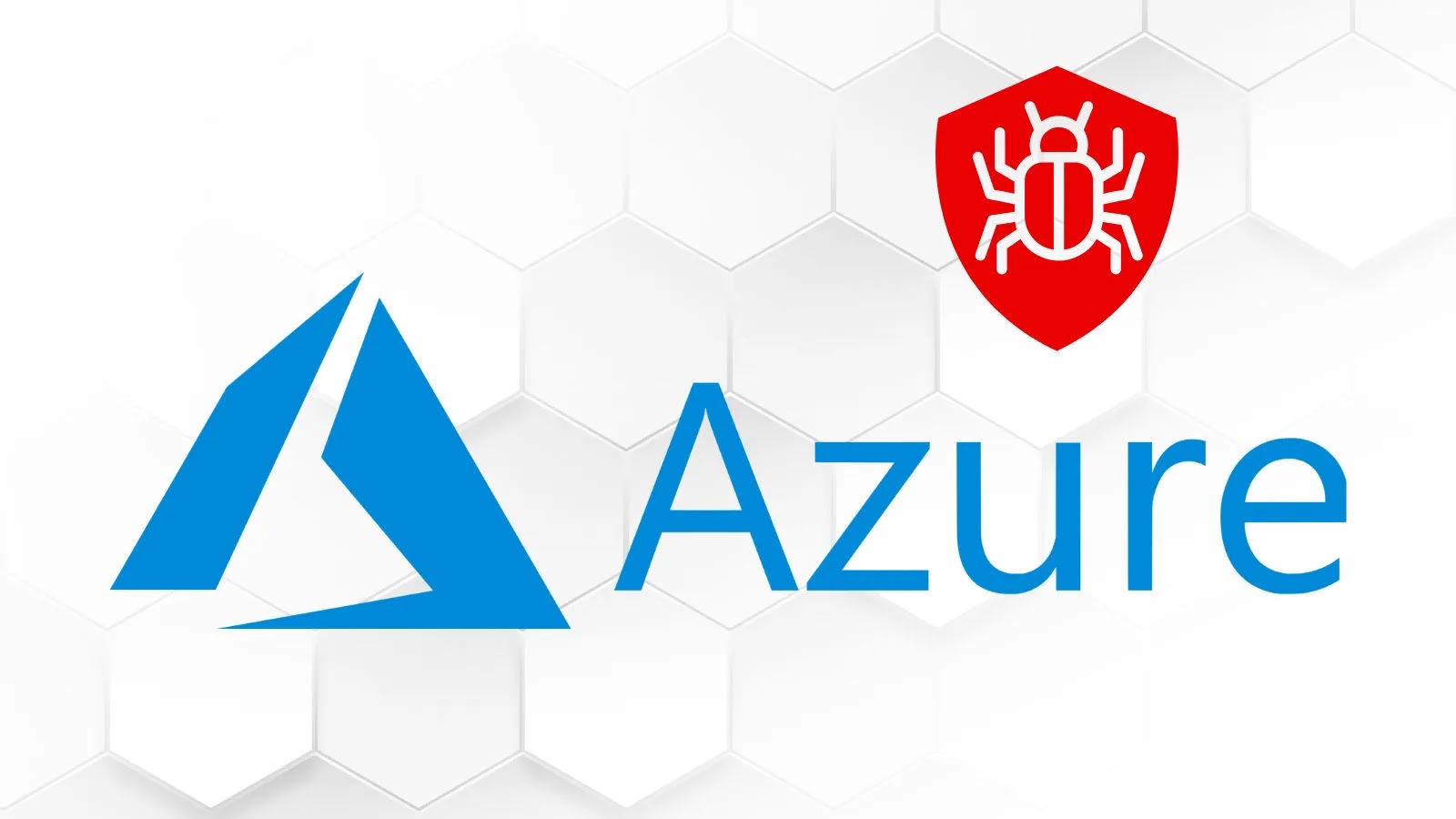 Hackers Can Exploit …_imresizer The image shows the Microsoft Azure logo next to the word Azure in blue text, with a red shield containing a white bug icon above it, symbolizing cybersecurity or malware protection.