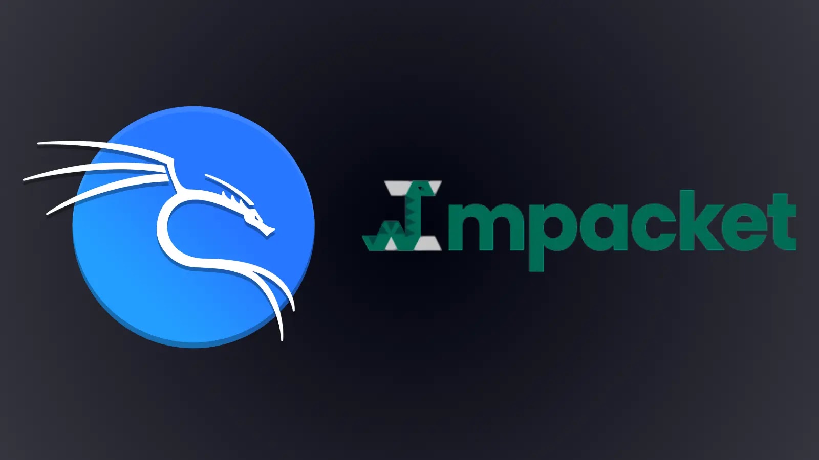 Impacket Tool Kali A blue circular logo with a white dragon on the left, next to the word Impacket in green text with a stylized I on a dark background.