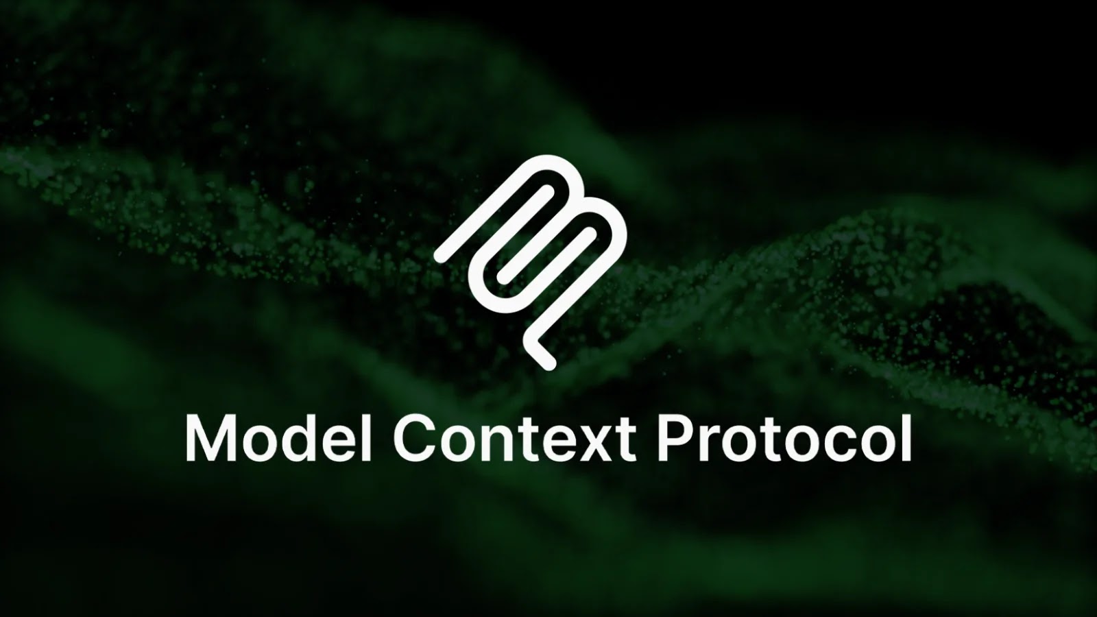 MCP Server Platform Vulnerability White text Model Context Protocol and a stylized logo appear over a dark background with green, wave-like patterns and scattered particles.