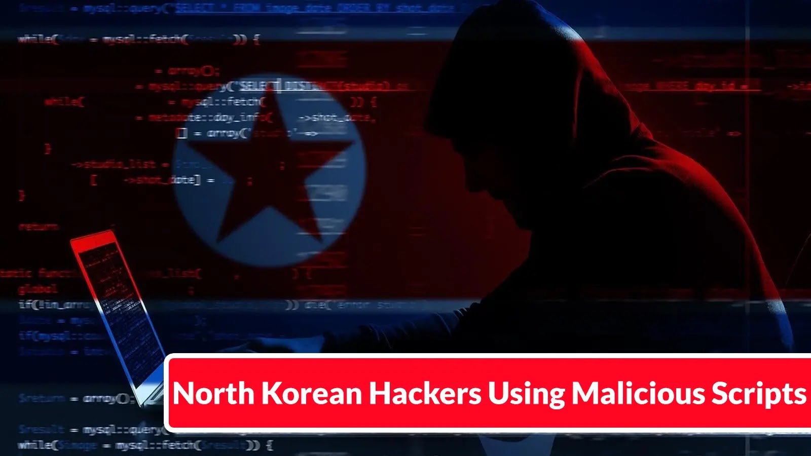 North Korean Hackers Using Malicious Scripts Combining BeaverTail and OtterCookie for Keylogging A shadowed figure in a hoodie types on a laptop with the North Korean flag in the background and digital code overlays. A headline reads, North Korean Hackers Using Malicious Scripts.