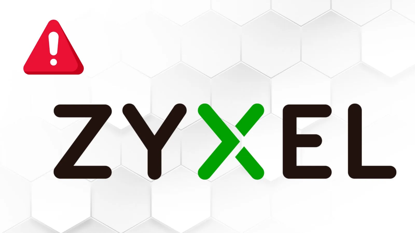 ZYXEL authorisation Zyxel logo with a red warning triangle containing an exclamation mark on a white hexagonal background, suggesting an alert or security issue related to Zyxel.