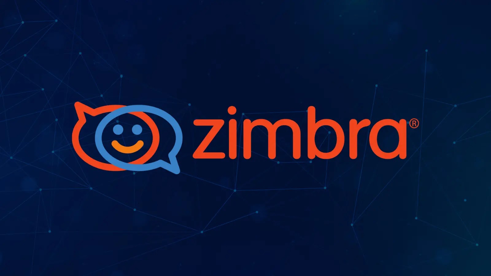 Zimbra SSRF Vulnerability The Zimbra logo features an orange smiling face inside a blue chat bubble, followed by the word zimbra in bold orange letters on a dark blue background with abstract lines and dots.