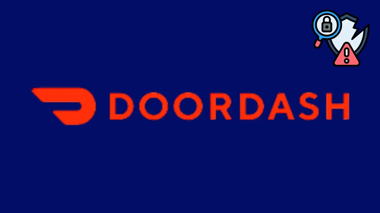 Red DoorDash logo and text on a dark blue background.