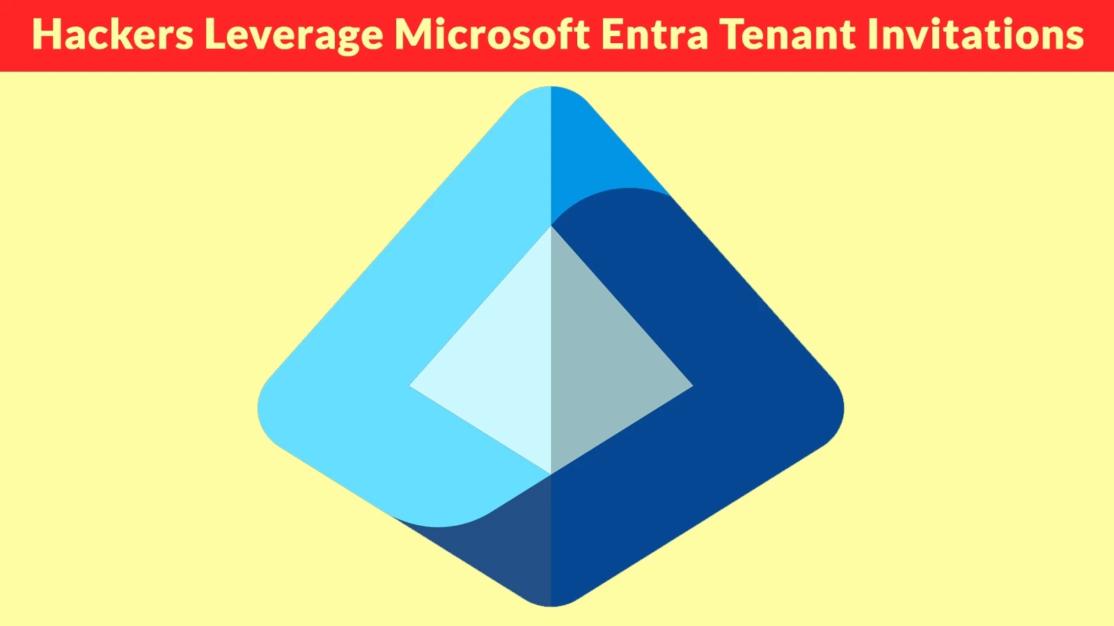 Hackers Leverage Microsoft Entra Tenant Invitations to Launch TOAD Attacks Microsoft Entra logo centered on a yellow background with a red banner at the top stating, Hackers Leverage Microsoft Entra Tenant Invitations.