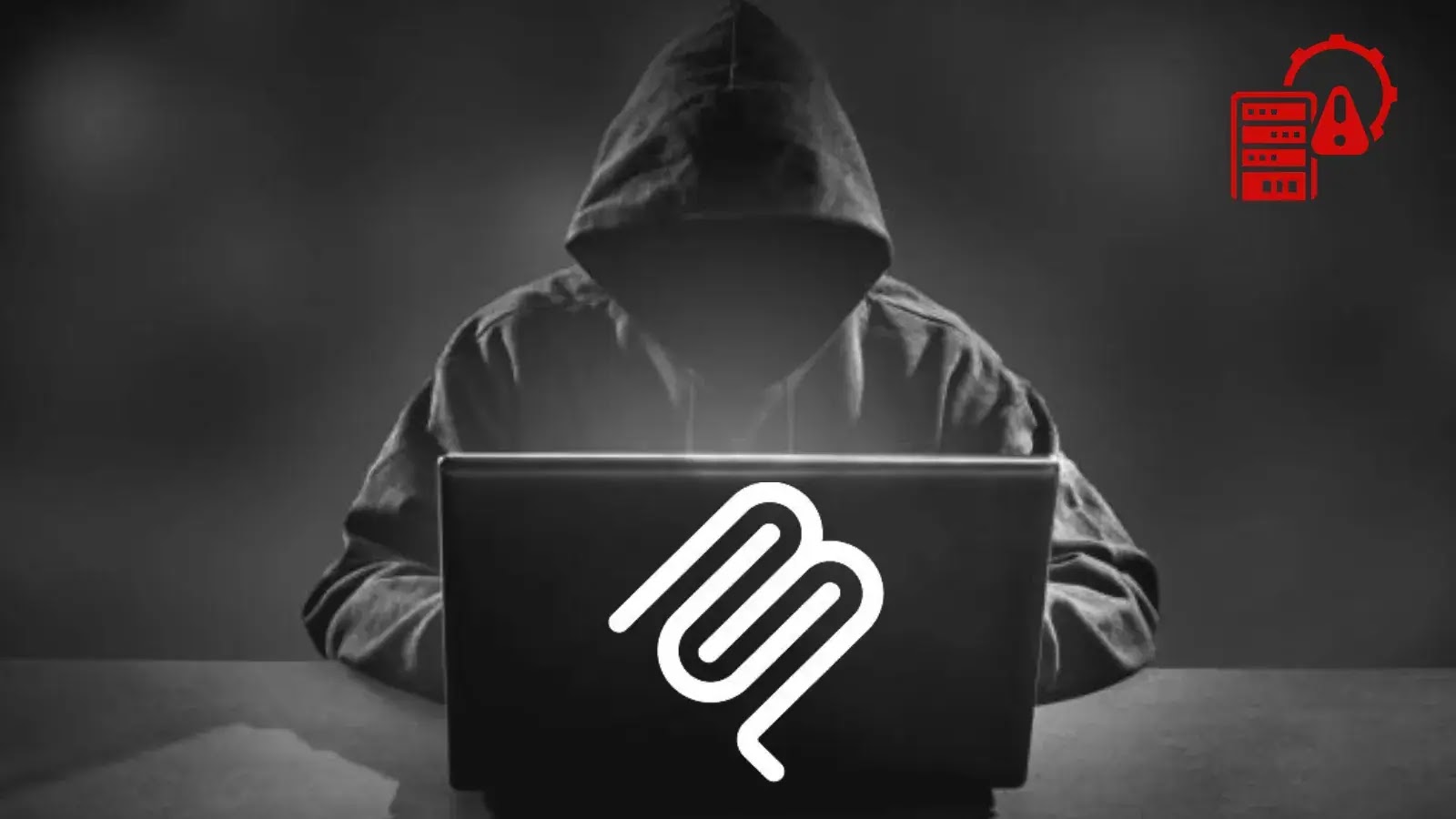 Hackers Use Rogue MCP Server to inject malicious code to Control over Cursor’s built-in browser (2) (1) A person in a hooded jacket sits in front of a laptop in a dark setting. The screen displays a white logo, and a red warning icon with a server symbol appears in the top right corner.