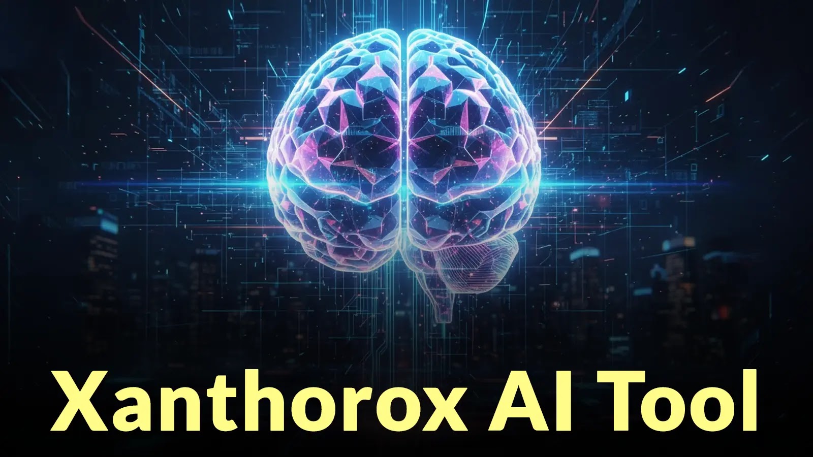 Threat Actors can Use Xanthorox AI Tool to Generate Different Malicious Code Based on Prompts A glowing digital brain with geometric patterns floats above a dark, futuristic background, with the text Xanthorox AI Tool in large yellow letters at the bottom.