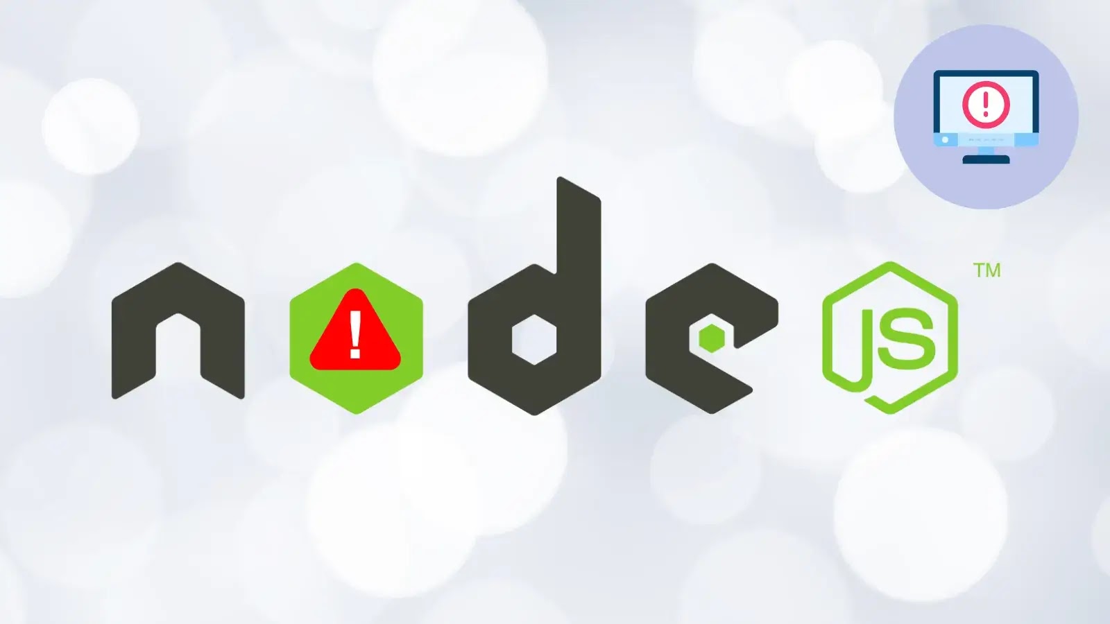 Critical Vulnerability in Popular Node.js library Exposes Windows Systems to RCE Attacks (1) The Node.js logo with an alert icon replacing the o and a computer screen with an exclamation mark in the upper right corner, on a light, blurred background.