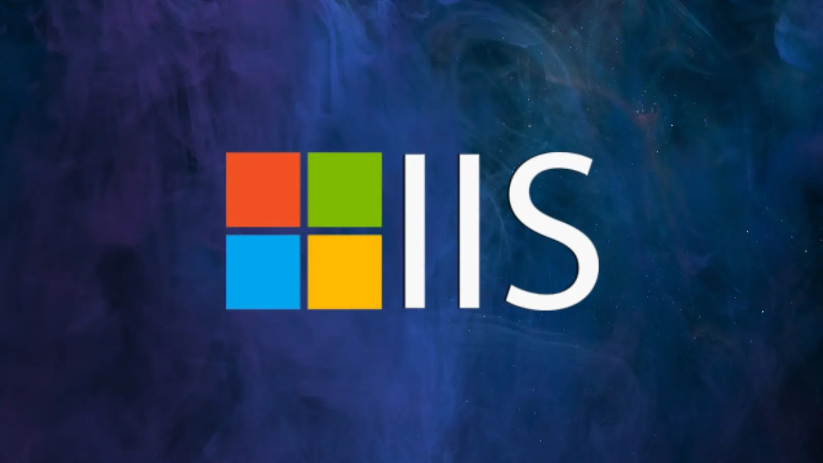 Microsoft IT Admins IIS Failure The Microsoft IIS logo, featuring the Windows four-pane colored icon next to the large white letters IIS on a dark, smoky blue and purple background.