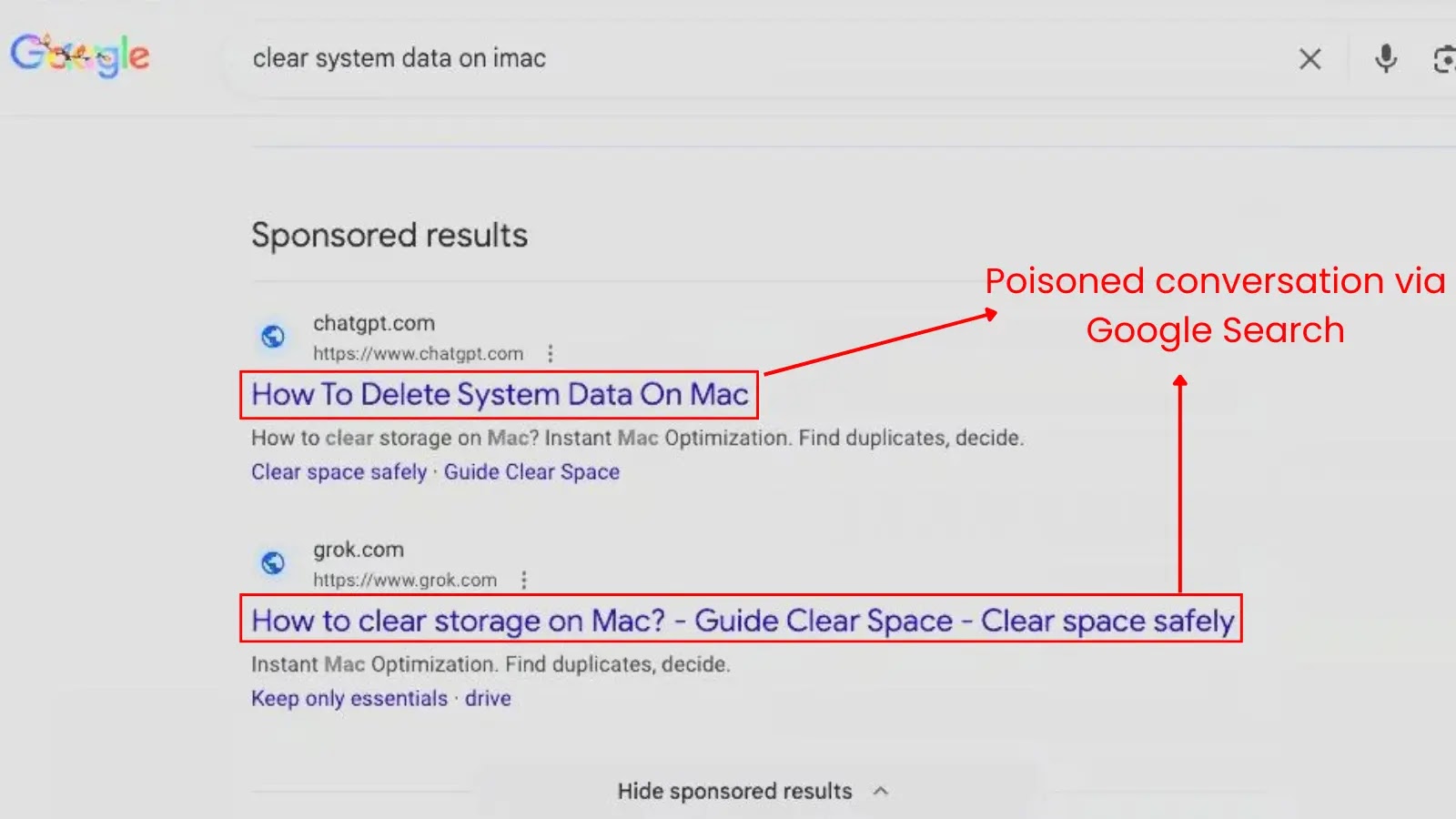 Poisoned conversation via Google Search