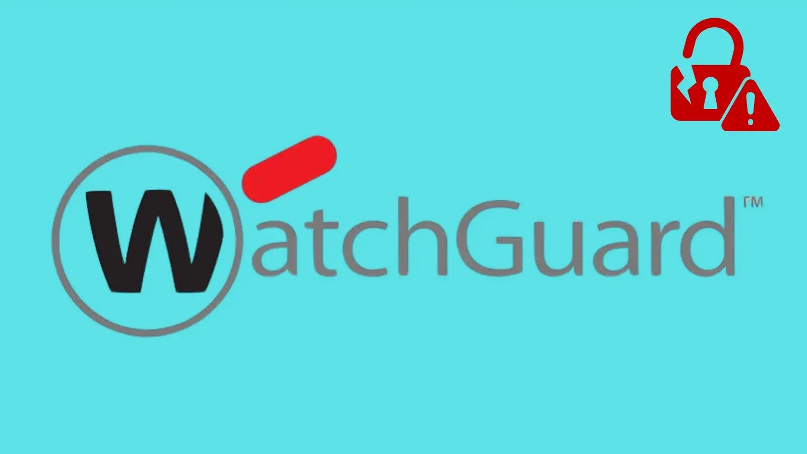 The image shows the WatchGuard logo with a stylized W in a circle, the text atchGuard, and a red padlock icon in the top right corner, all on a light blue background.