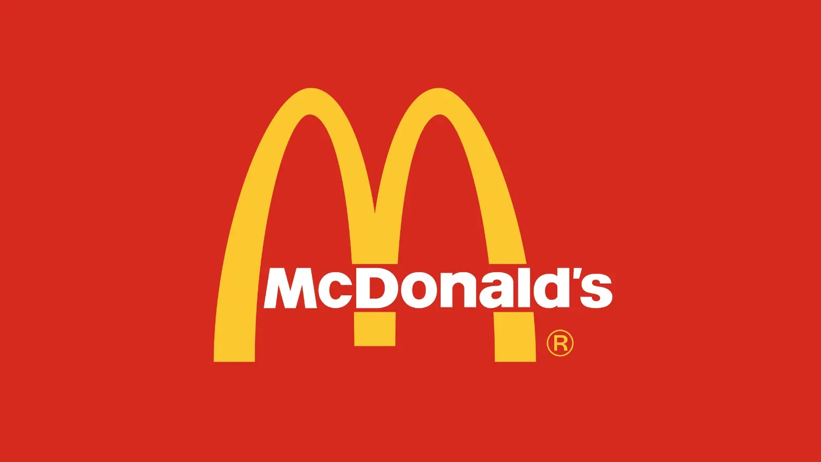 The McDonalds logo featuring a large yellow M (Golden Arches) above the white word McDonalds on a red background.