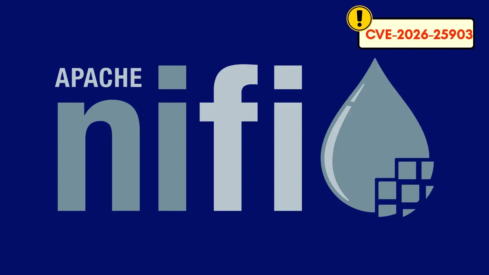 Apache NiFi Vulnerability Enables Authorization Bypass (1) Logo of Apache NiFi with a warning sign and CVE-2026-25903 in a box at the top right, indicating a security vulnerability associated with the software.