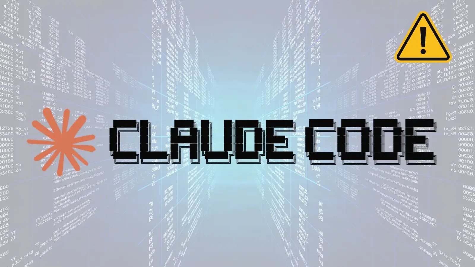 Critical Claude Code Vulnerabilities enables remote code execution Attacks (1) (1) (1) Digital graphic with the words CLAUDE CODE in pixelated font, asterisk-like orange logo on the left, yellow warning triangle on the right, and a background of blue light and white streaming code.