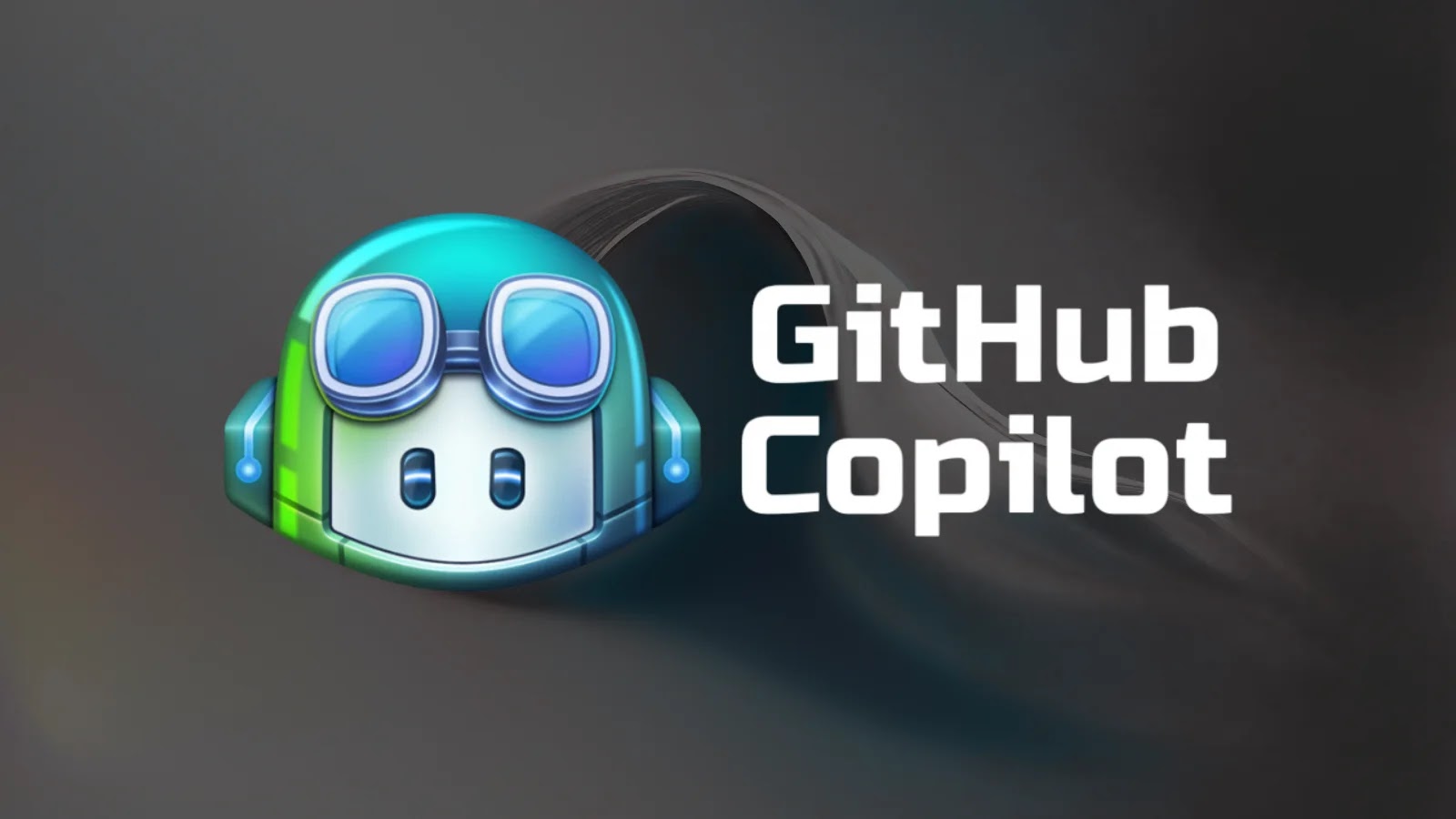 GitHub Copilot Exploited GitHub Copilot logo featuring a cartoon robot with blue and green colors, goggles, and a shiny helmet, next to the text GitHub Copilot on a dark, blurred background.