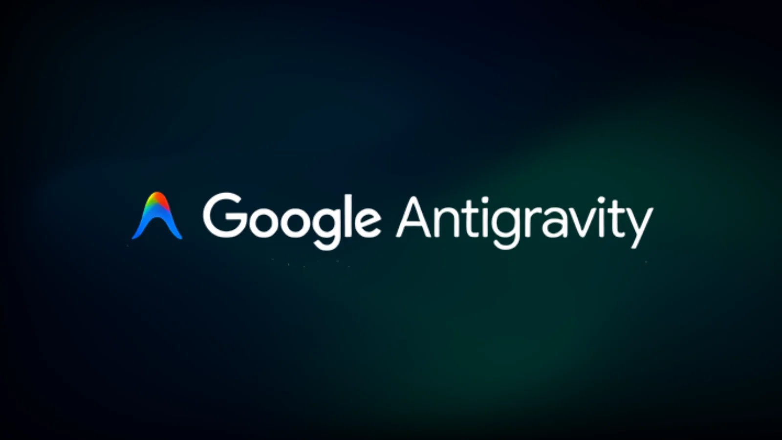 The image features the Google Antigravity logo with a stylized multicolor A icon to the left of the words Google Antigravity on a dark, gradient background.