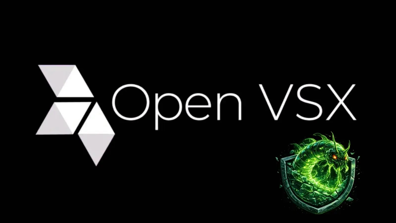 GlassWorm Spreads via 72 Malicious Open VSX Extensions Hidden in Transitive Dependencies (1) (1) (1) A black background features the Open VSX logo and text on the left, and a green, glowing, dragon-like creature in a circular emblem on the bottom right.