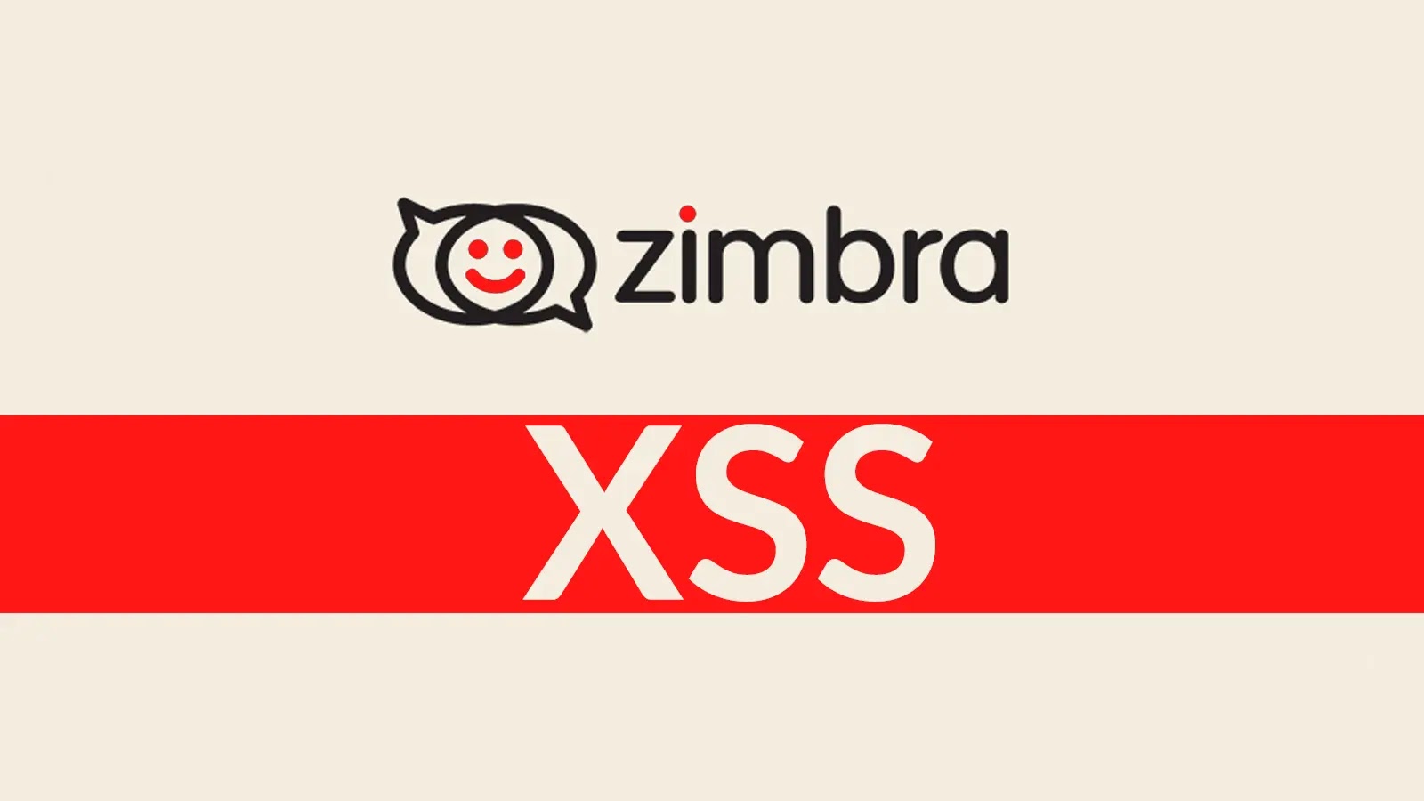 The image shows the Zimbra logo above a red banner with large white text reading XSS, indicating a cross-site scripting vulnerability related to Zimbra.