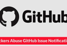 GitHub logo with bold text GitHub beside it. A red banner at the bottom reads: Hackers Abuse GitHub Issue Notificati...