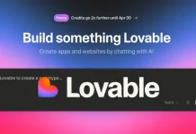Screenshot of a website with a colorful gradient background. The text reads, Build something Lovable. Create apps and websites by chatting with AI. The word Lovable is bold with a heart logo next to it.