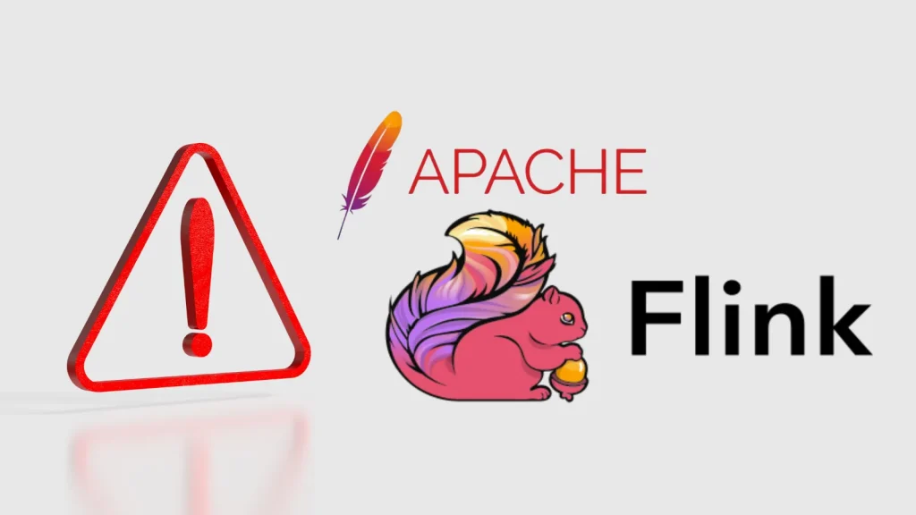 Critical-Apache-Flink-Vulnerability-Enables-Remote-code-execution-Attacks-1024×576 A red warning sign with an exclamation mark appears next to the Apache Flink logo, which features a pink squirrel and the words APACHE Flink on a light background.