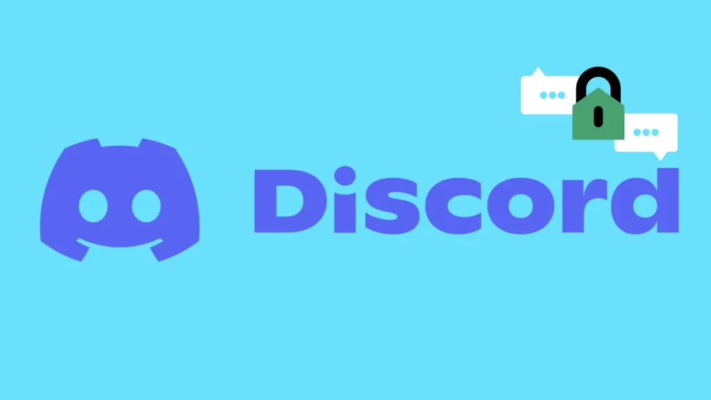 Discord-announces-end-to-end-encryption-by-default-for-video-and-voice-messages-1024×576 The Discord logo and the word Discord appear on a blue background. In the top right, chat bubbles with a padlock icon suggest secured or private messaging.