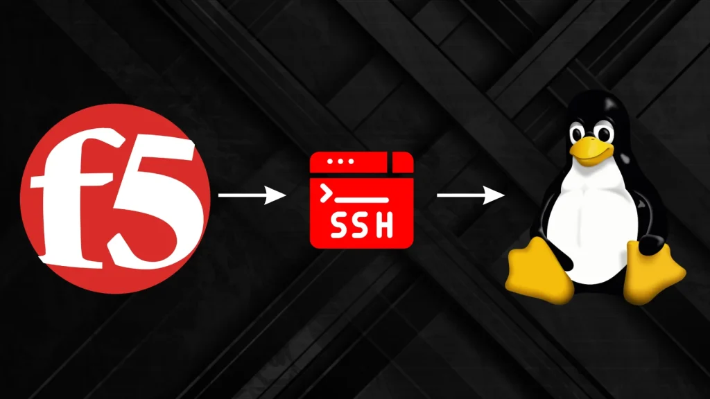 F5-BIG-IP-Exploited-for-SSH-Access-1024×576 F5 logo, SSH icon, and Tux the Linux penguin, connected by arrows, indicating a workflow.