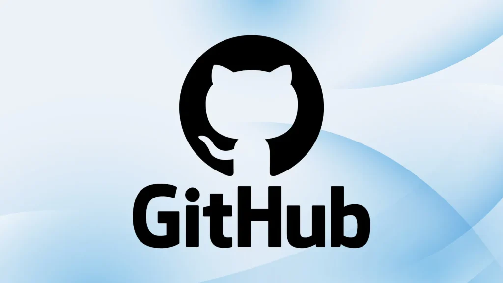 GitHub logo: a black silhouette of a cats head and torso inside a circle, with the word GitHub in black text below.