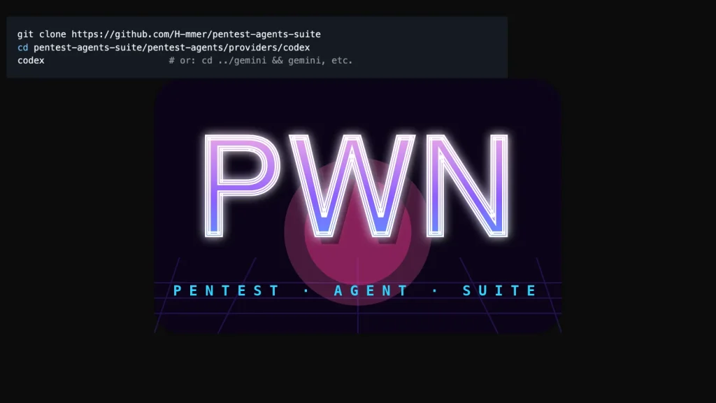 Pentest-Agent-Suite-1024×576 The logo for PWN PENTEST AGENT SUITE in neon pink and blue. A code snippet is visible in the top left.