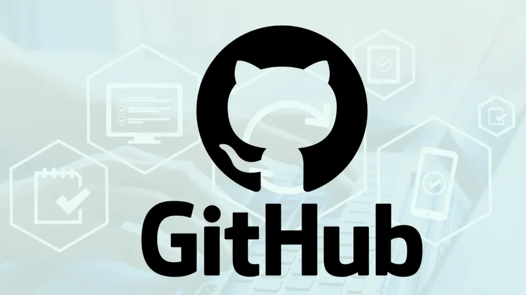 GitHub-Actions-Checkout-Update-Blocks-Workflows-triggered-by-Malicious-pull_request_target-1024×576 The GitHub logo in black is centered over a blurred background showing hexagonal icons representing coding, checklists, and mobile devices. The logo features the Octocat silhouette above the word GitHub.