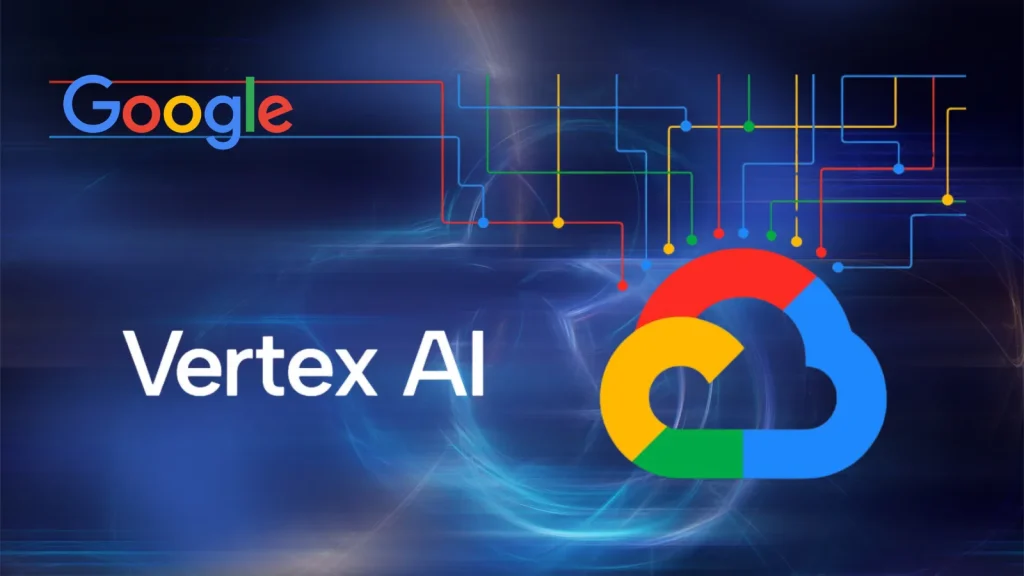 Google-Cloud-Vertex-AI-Allow-Attacker-to-Hijack-victims-Model-and-poison-it-1024×576 Google Vertex AI logo on a dark blue abstract background with colorful lines and circuits, representing artificial intelligence and cloud technology.
