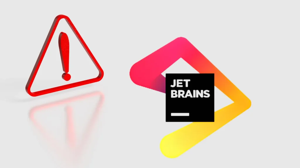 Multiple-JetBrains-IDE-plugins-70000-Installs-Cuaght-Stealing-AI-keys-1024×576 A red warning sign with an exclamation mark appears next to the JetBrains logo on a light gray background.