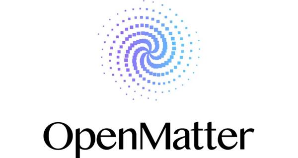 open matter OpenMatter logo with a swirl of blue and purple dots above the name OpenMatter in black text on a white background.